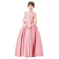 thumbnail image 1 of Illusion Lace Cap Sleeves Flower Girl Dress Junior Pageant Princess Gown Pretty Princess Ballroom Dance L246 2, 1 of 6