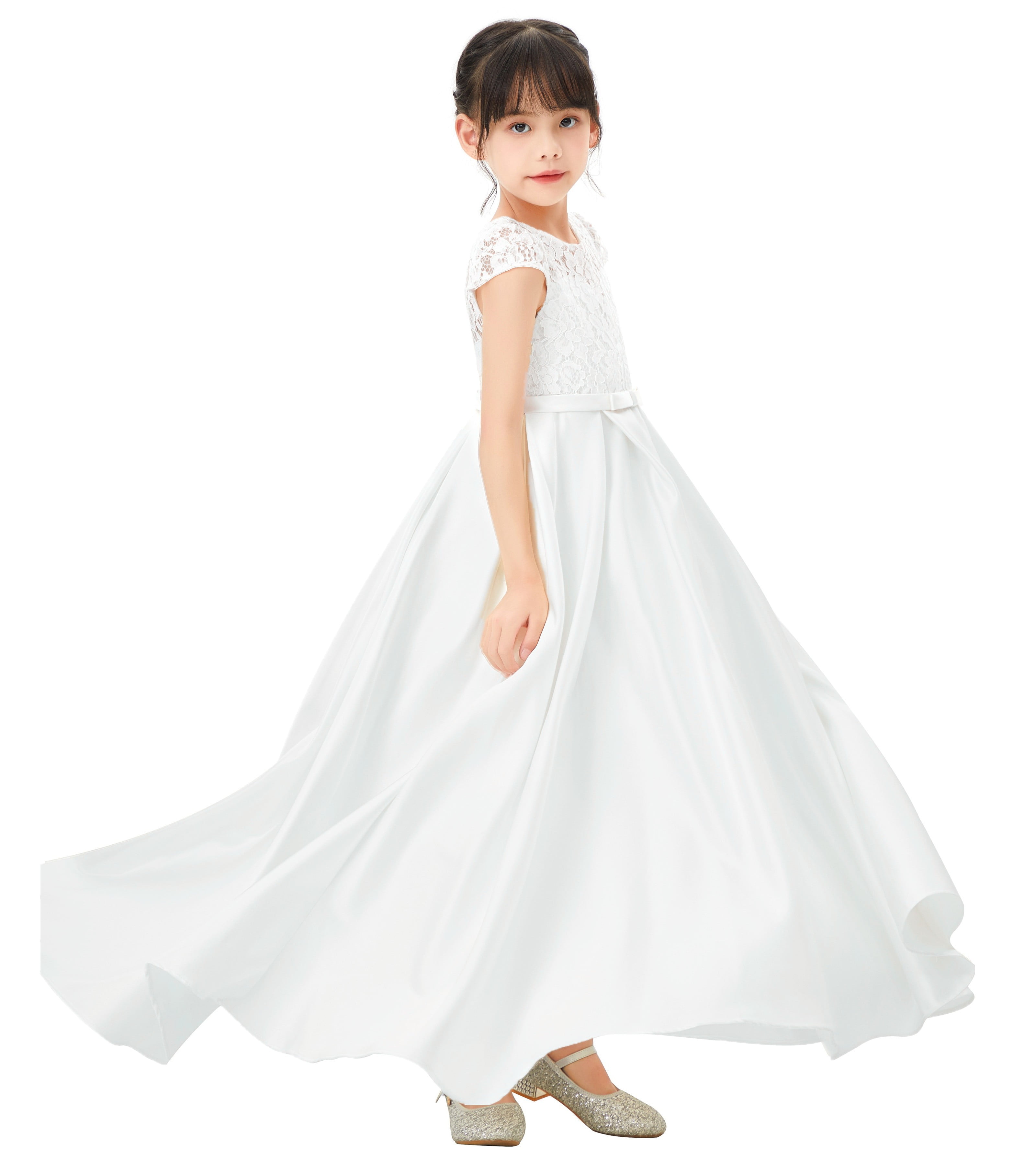 Girls Sequin Flower Girl Dress - Cap Sleeve Pageant Party Dress With Tulle Skirt