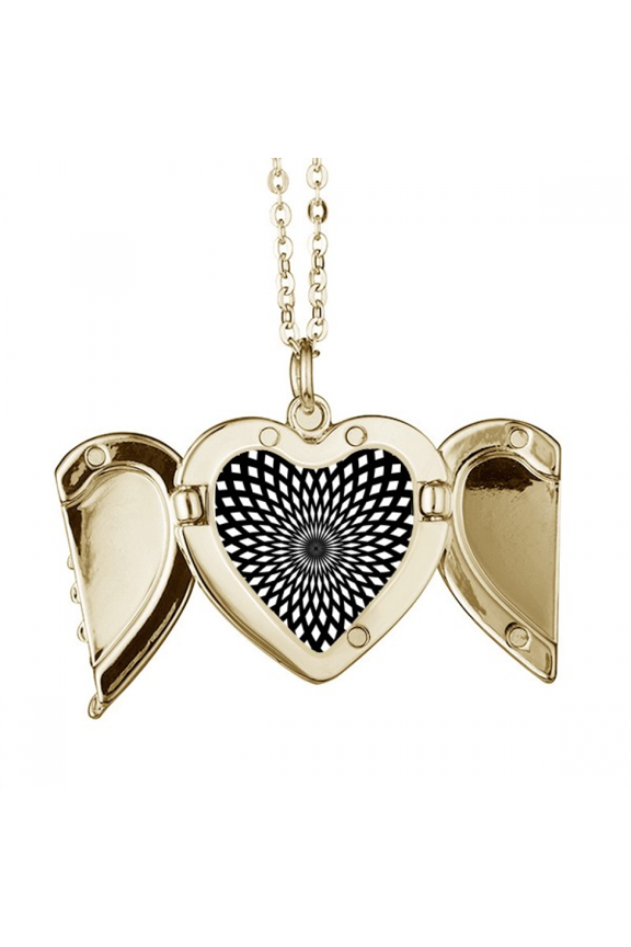 Illusion Line Cyclic Repeat Folded Wings Peach Heart Pendant Necklace