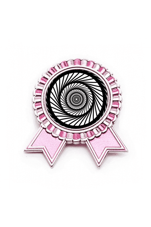 Illusion Line Repeat Circle Badge Brooch Pin Pink Winner Award Medal