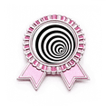 thumbnail image 1 of Illusion Line Repeat Circle Badge Brooch Pin Pink Winner Award Medal, 1 of 3