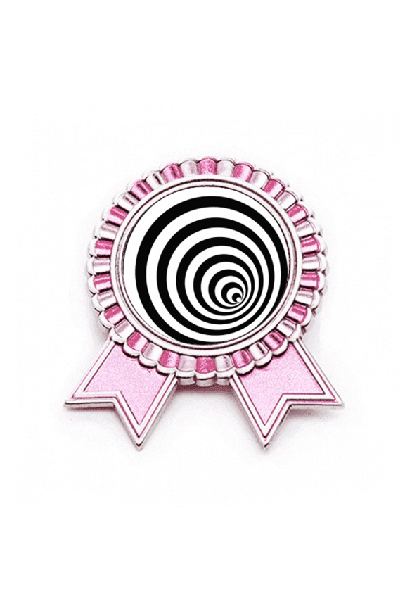 Illusion Line Repeat Circle Badge Brooch Pin Pink Winner Award Medal