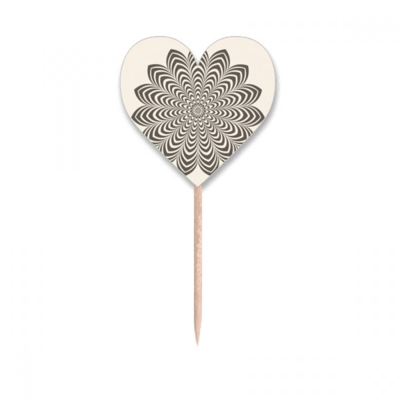 Illusion Line Repeat Flower Toothpick Flags Heart Lable Cupcake Picks