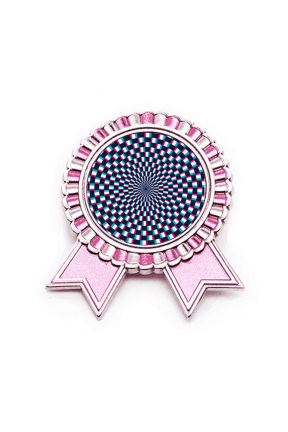 Illusion Lines Cyclically Repeat Jitter Badge Brooch Pin Pink Winner Award Medal