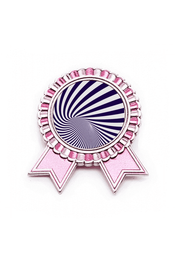 Illusion Lines Loop Repeat Tunnel Badge Brooch Pin Pink Winner Award Medal