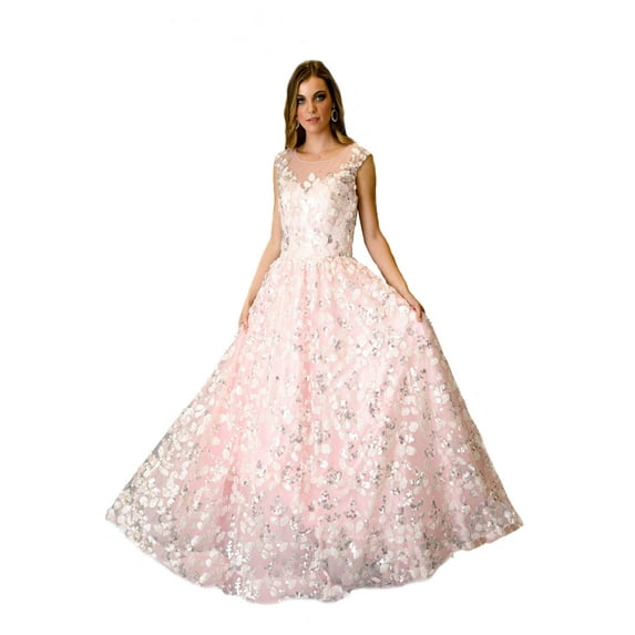 Illusion Neck Floor-length Flare Gown