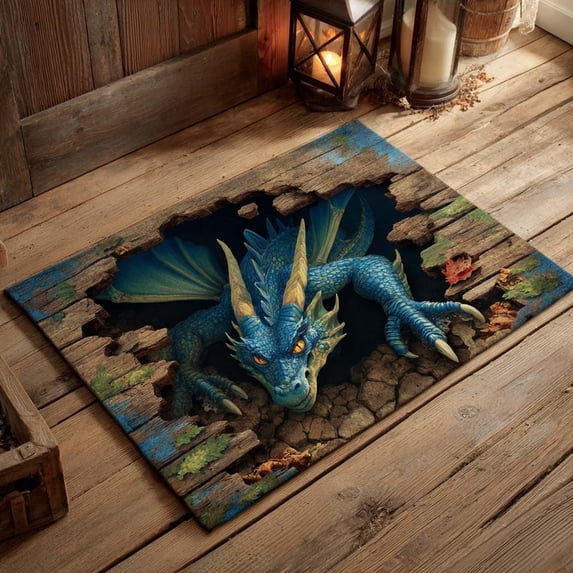 Illusion Rug, 3D Dragon Rugs, 3D Carpet Optical Illusion for Front Door Entrance Living Room Playroom Indoor Outdoor Decor, 15.7 x 23.6in