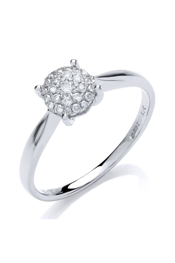 Illusion Set Diamond Engagement Ring 1.6 Ct Simulated Diamond 14K White Gold Over
