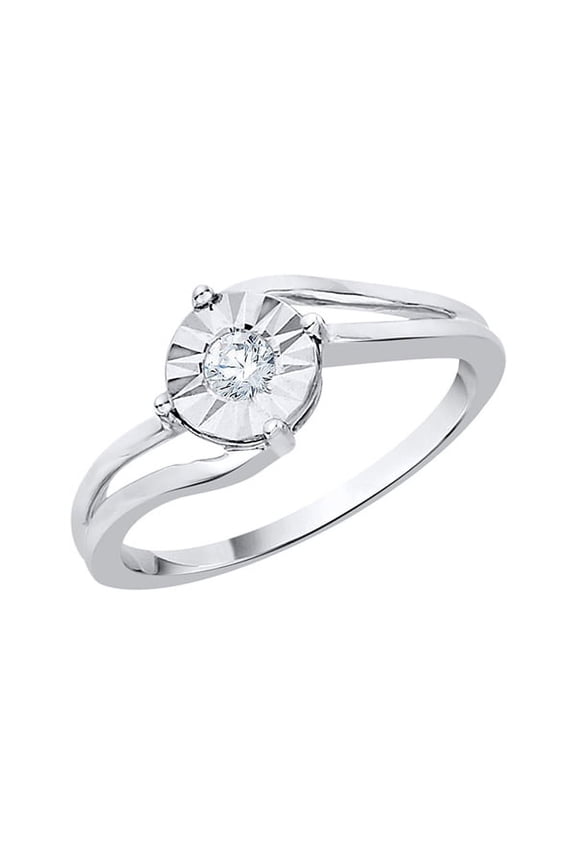 Illusion Set Diamond Promise Ring in Sterling Silver (1/10 cttw, I-J, I1-I2) (Size-7)