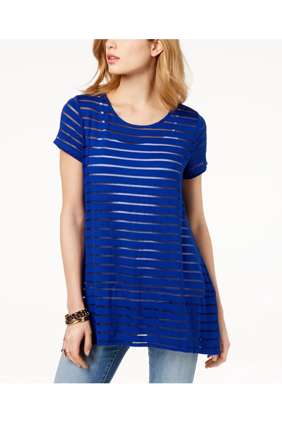 Illusion Striped Top Bright Blue M