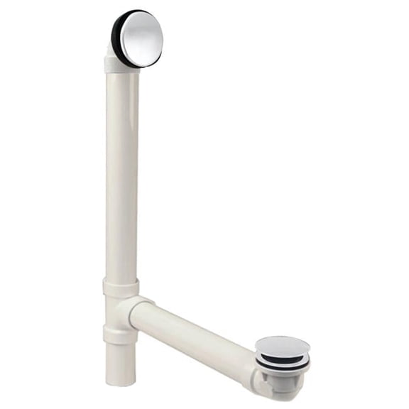 Illusionary 12 & 4 in. Schedule 40 PVC Bath Waste & Overflow with Tip-Toe Bath Drain in Powder Coated White