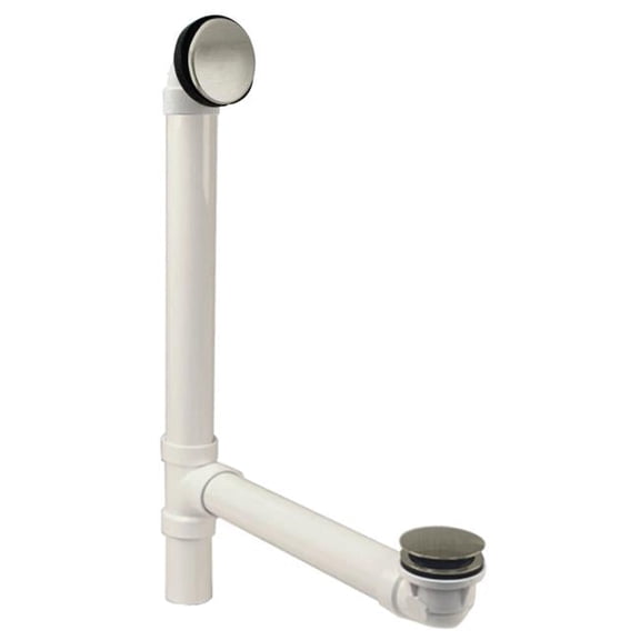 Illusionary 12 & 4 in. Schedule 40 PVC Bath Waste & Overflow with Tip-Toe Bath Drain in Satin Nickel