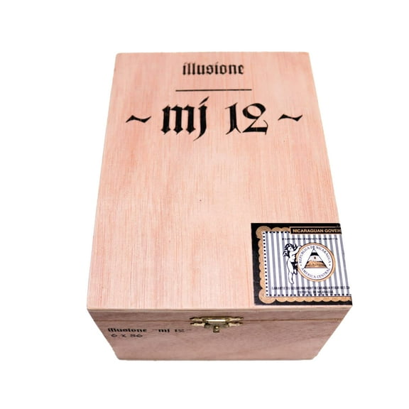 Illusione MJ 12 1949 Empty Wood Cigar Box 6.75" x 5" x 4"