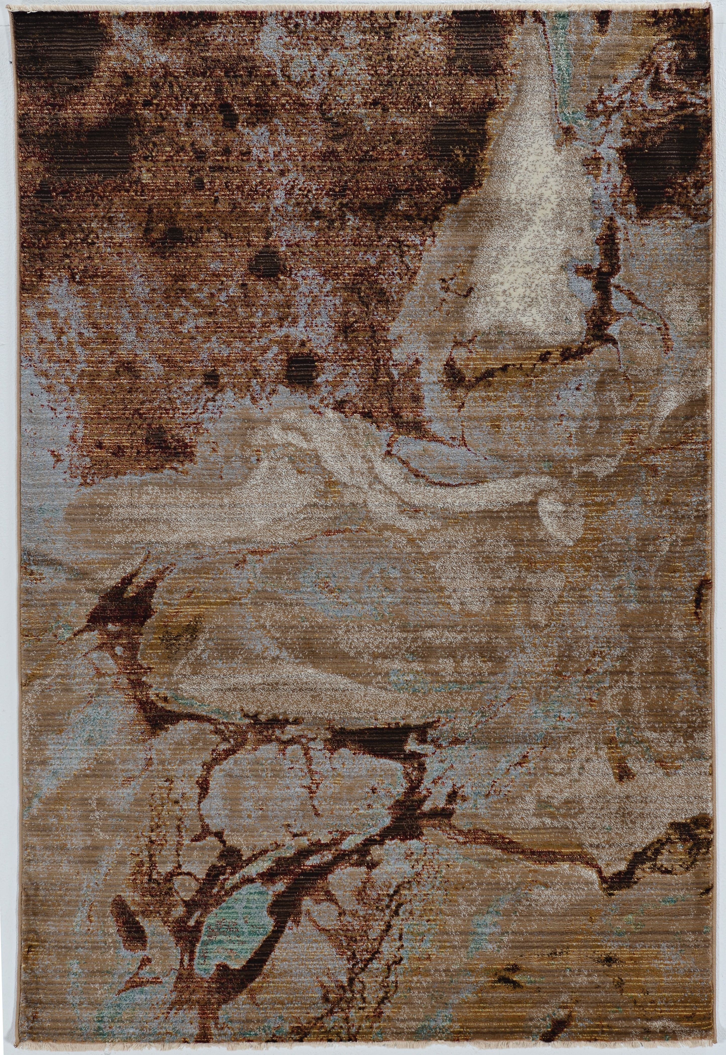Illusions Cavern 5' x 8' Gold and Burgundy Synthetic Rug