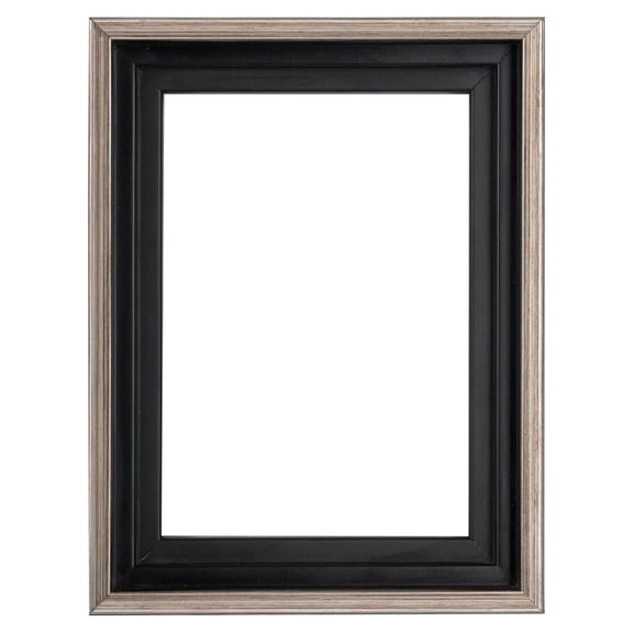 Illusions Floater Frame For 3/4" Deep Canvases- 16x20 Antique Silver/Black - No Glass or Backing- Wood Composite Floating Illusion Frame for Canvas Paintings- With Hanging Hardware