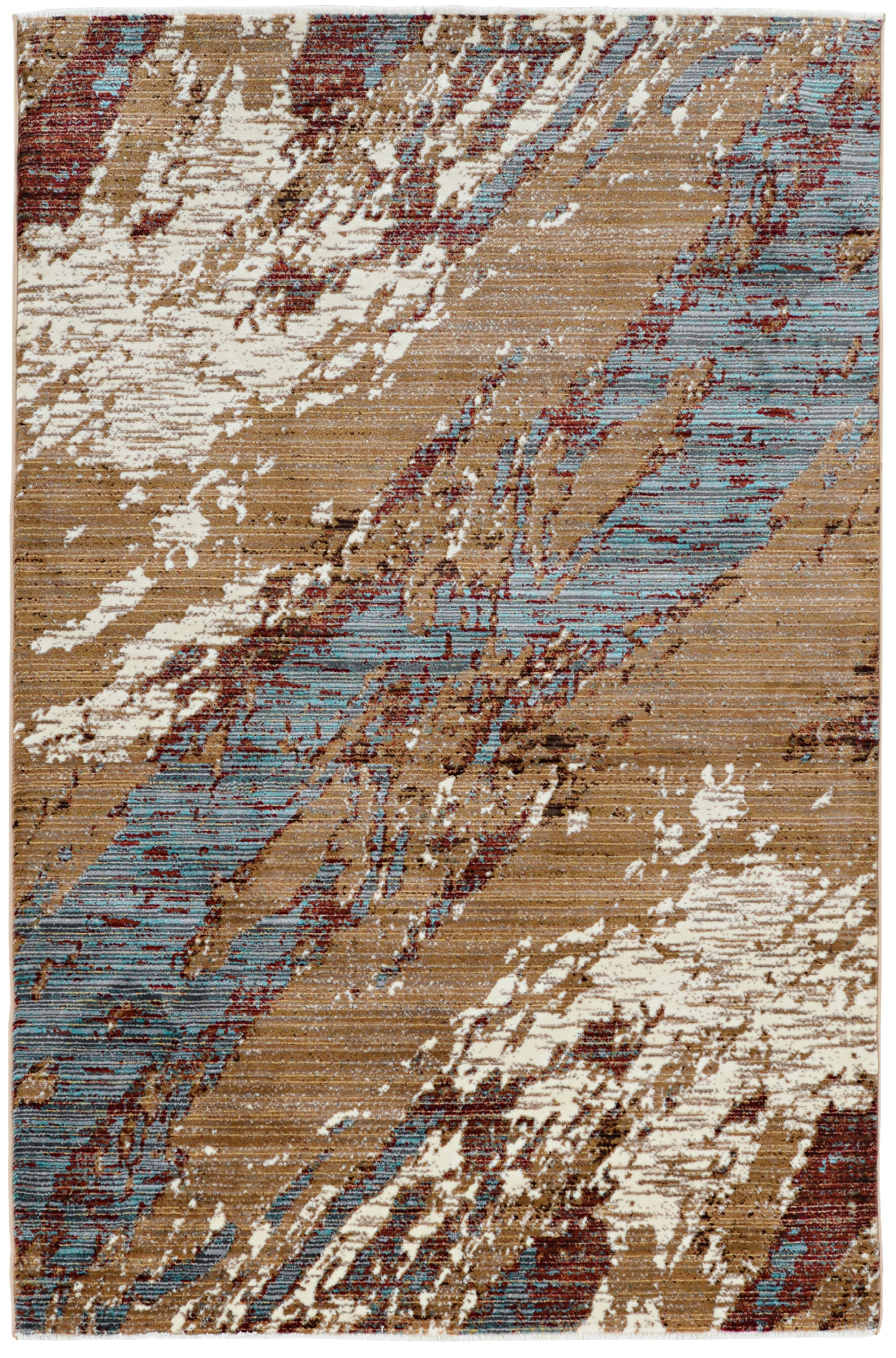 Illusions Marble Beige Blue Area Rug 3 x 5 Transitional Polypropylene