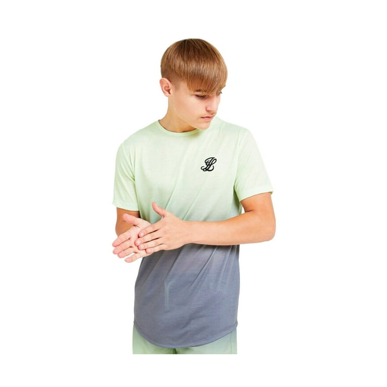 Illusive Blaze Fade Tee Boys Active Shirts Tees Size M Color Volt Grey