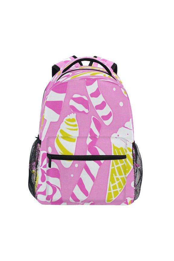 Illustrated Candies and Ice Cream Stylish Large Backpack 15L Self-Standing Durable Twill for School, Office and Travel Use