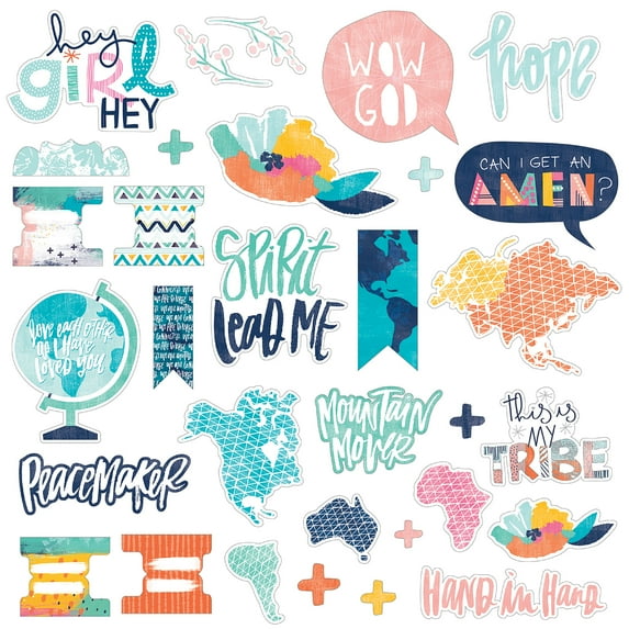 Illustrated Faith All People All Nations Die-Cuts-Ephemera Shapes, Tabs & Words