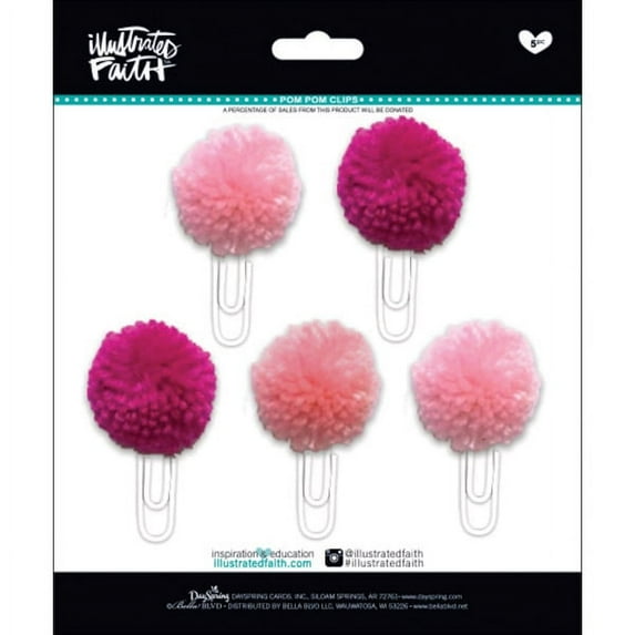 Illustrated Faith Basics Pom Pom Clips -Bless Her Heart Mix