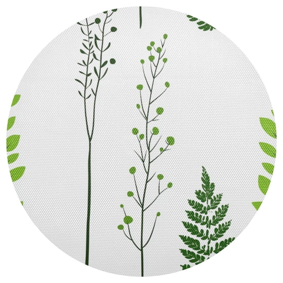 Illustrated Green Plant Patterns 15.4in Diameter PVC Plate Mat, Heat-Resistant and Cuttable, Kitchen Decor