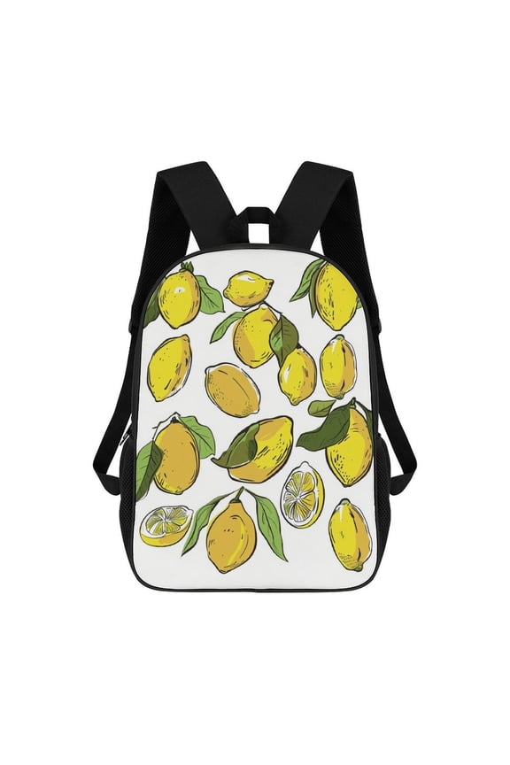 Illustrated Lemons with Leaves Backpack, Travel Backpack, Casual Shoulder Bag, Casual Backpack