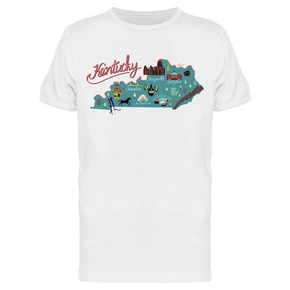 Illustrated Map Of Kentucky T-Shirt Men -Image by Shutterstock, Male x-Large