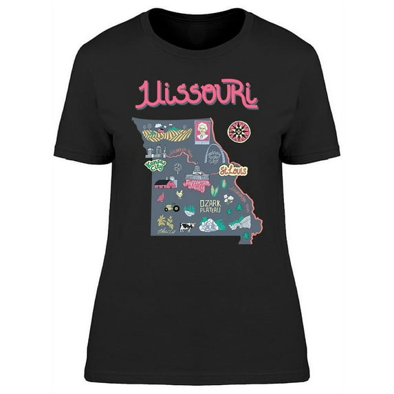 Illustrated Map Of Missouri T-Shirt Women -Image by Shutterstock, Female x-Large