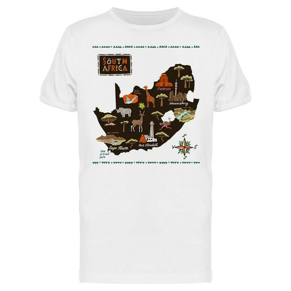 Illustrated Map Of South Africa T-Shirt Men -Image by Shutterstock, Male x-Large