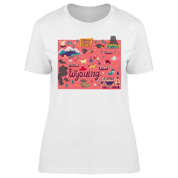 Illustrated Map Of Wyoming T-Shirt Women -Image by Shutterstock, Female Medium