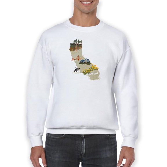 Illustrated State California Sweatshirt Men -Jacob Green Designs, Male 3X-Large