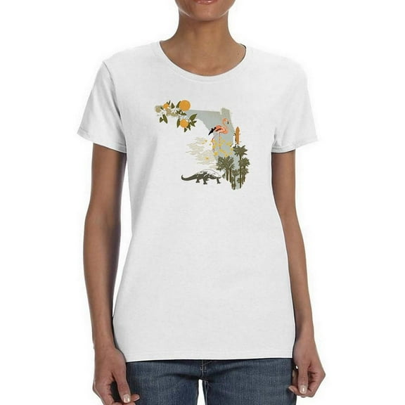 Illustrated State-florida T-Shirt Women -Jacob Green Designs, Female 3X-Large