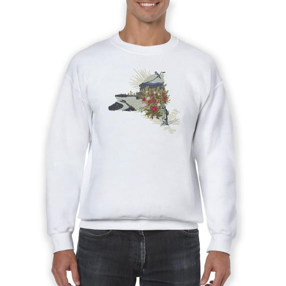 Illustrated State-new York Sweatshirt Men -Jacob Green Designs, Male 4X-Large