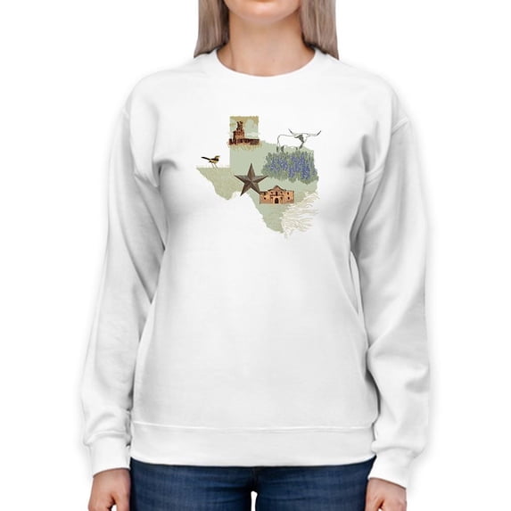 Illustrated State-texas Sweatshirt Women -Jacob Green Designs, Female XX-Large