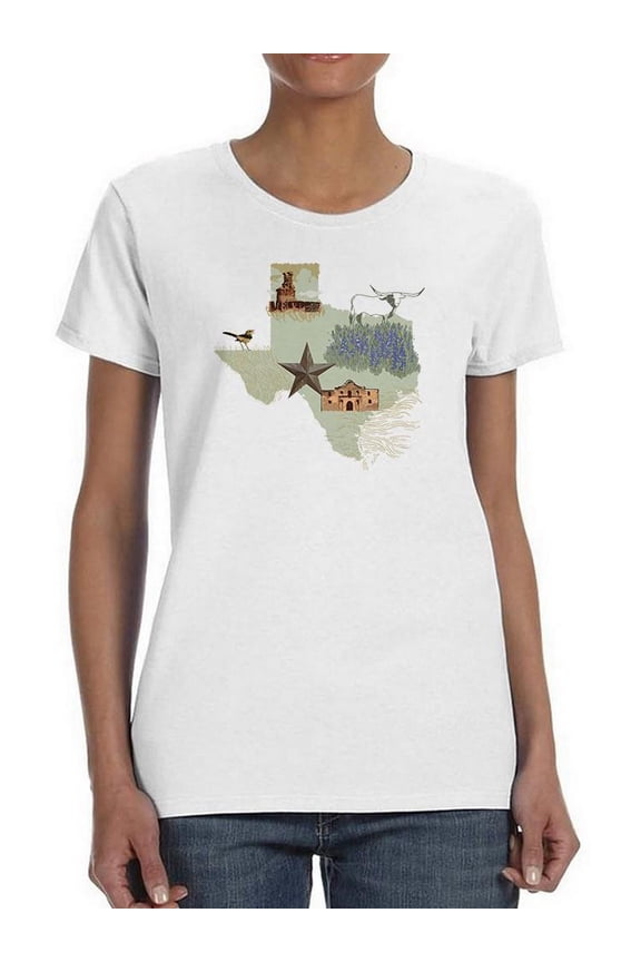 Illustrated State-texas T-Shirt Women -Jacob Green Designs, Female Large
