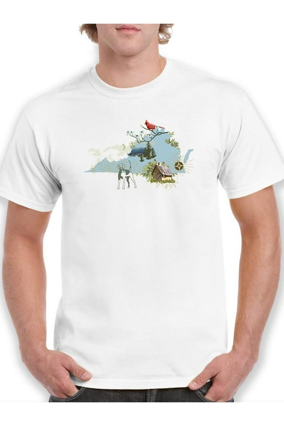 Illustrated State-virginia T-Shirt Men -Jacob Green Designs, Male Medium