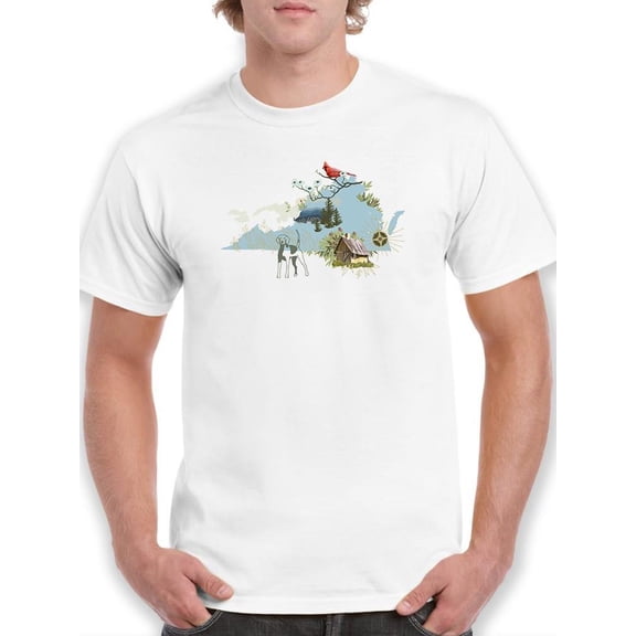 Illustrated State-virginia T-Shirt Men -Jacob Green Designs, Male Medium