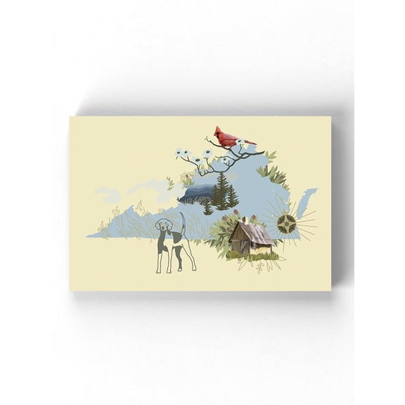 Illustrated State-virginia Wrapped Canvas  -Jacob Green Designs,