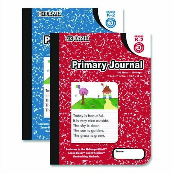 Illustrated Story Primary Journal, Stage 3 Manuscript Format, Black Marble Cover, (100) 9.75 x 7.5 Sheets | Bundle of 2