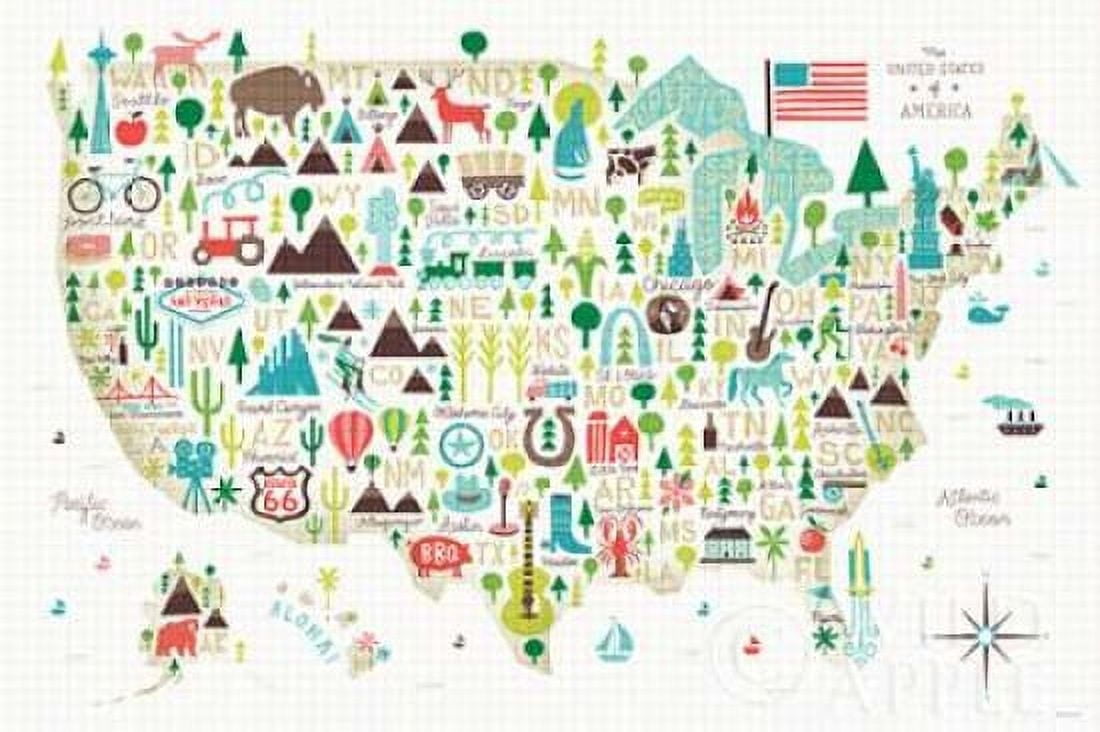 Illustrated USA Canvas Art - Michael Mullan (12 x 18)
