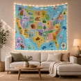 thumbnail image 1 of Illustrated United States Map Tapestry Wall Hanging, 1 of 7