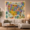 thumbnail image 1 of Illustrated United States Map Tapestry Wall Hanging, 1 of 7