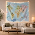thumbnail image 1 of Illustrated World Soft with Scattered Upper Portion, Adventurous Vintage for Nautical Decor Lovers, Wall Decor, Housewarming Gift, Tapestry Wall Hanging for Dorm and Living Room, 1 of 7