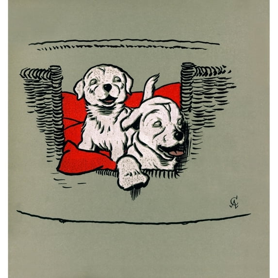 Illustration By Cecil Aldin The White Puppy Book Poster Print By Mary Evans Picture Library