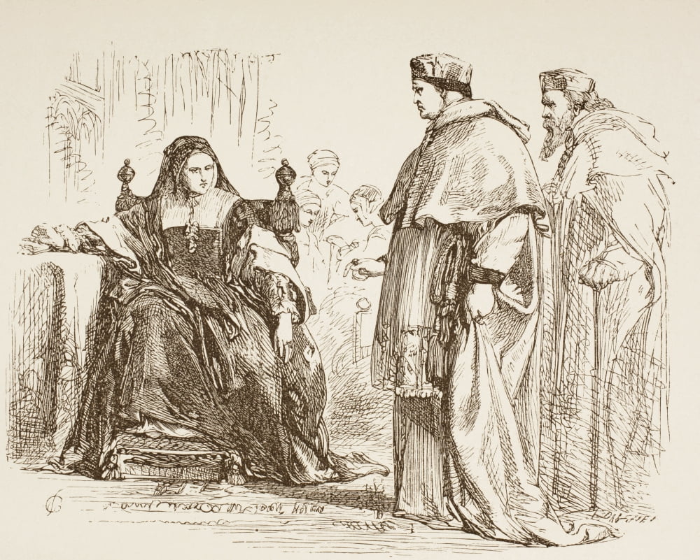 Illustration By Sir John Gilbert For King Henry Viii By William Shakespeare Cardinal Wolsey And Queen Katharine From The Illustrated Library Shakspeare Published London 1890 Canvas Art - Ken Welsh De