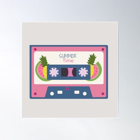 Illustration Cassette Tape With Flowers Poster Wall Art, Modern Wall Decor For Living Room Bedroom, 24x24 UNFRAMED