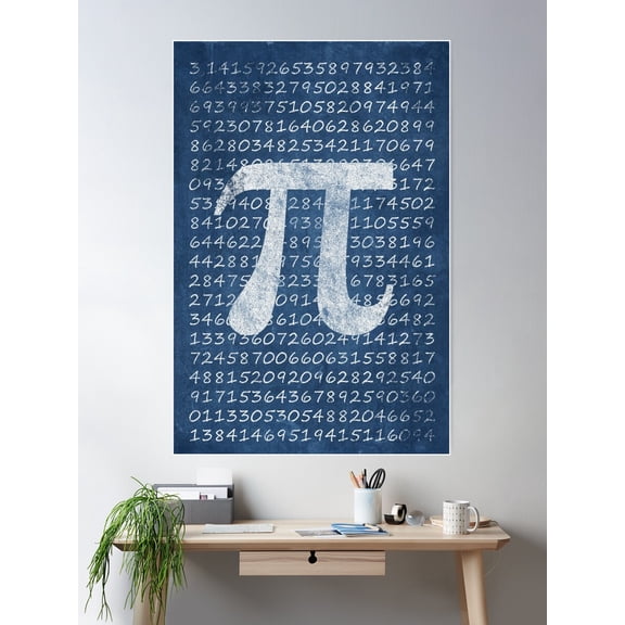 Illustration - Circle Number Pi In Shabby Vintage Style Poster Wall Art, Modern Wall Decor For Living Room Bedroom, 24x36 UNFRAMED