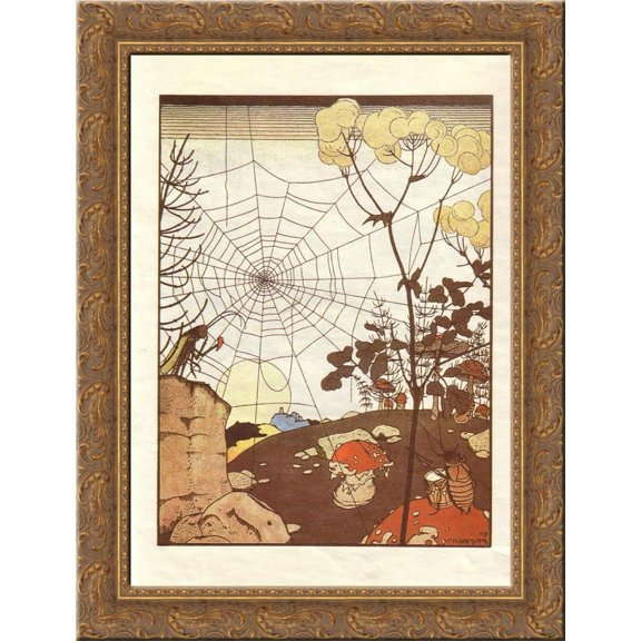 Illustration. 'Fairy Tales: Teremok. Mizgir'. 20x24 Gold Ornate Wood Framed Canvas Art by Narbut, Heorhiy