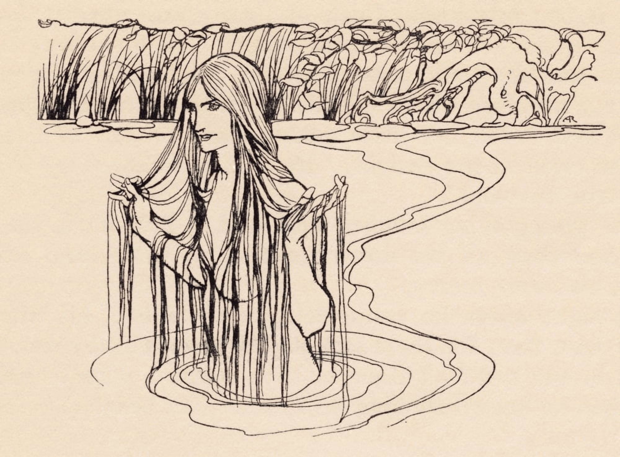 Illustration From Grimms Fairy Tale The Nix Of The Mill-Pond Canvas Art - Ken Welsh Design Pics (18 x 13)