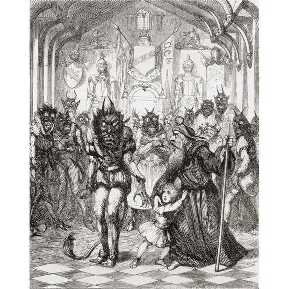 Illustration By George Cruikshank to The Poem The Lay of St.Cuthbert From The Book The Ingoldsby Legends Or Mirth & Marvels By Thomas Ingoldsby Published 1865 Poster Print - 13 x 16